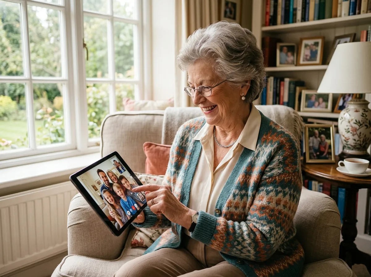 Resident using tablet